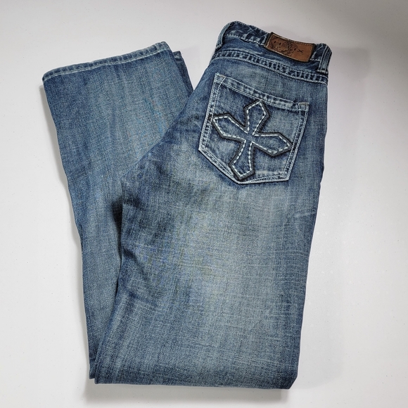 Helix Mens Bootcut Denim Blue Jeans Sz 